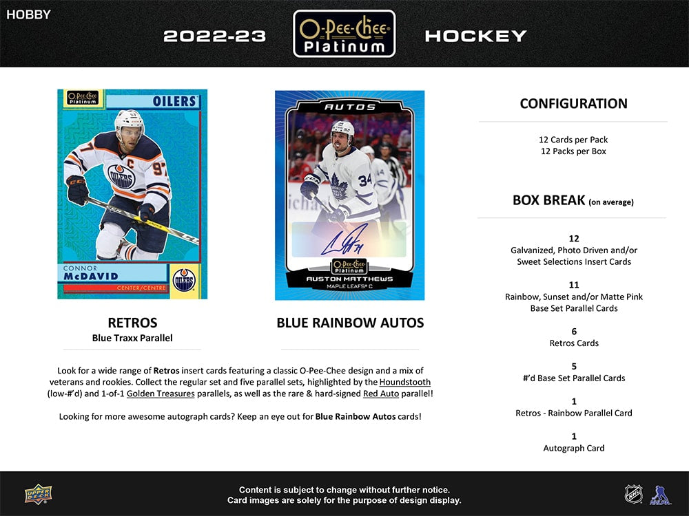 2022-23 O-PEE-CHEE PLATINUM HOCKEY HOBBY BOX