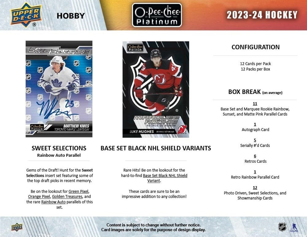 2023-24 O-PEE-CHEE PLATINUM HOCKEY HOBBY BOX - AVAILABLE INSTORE