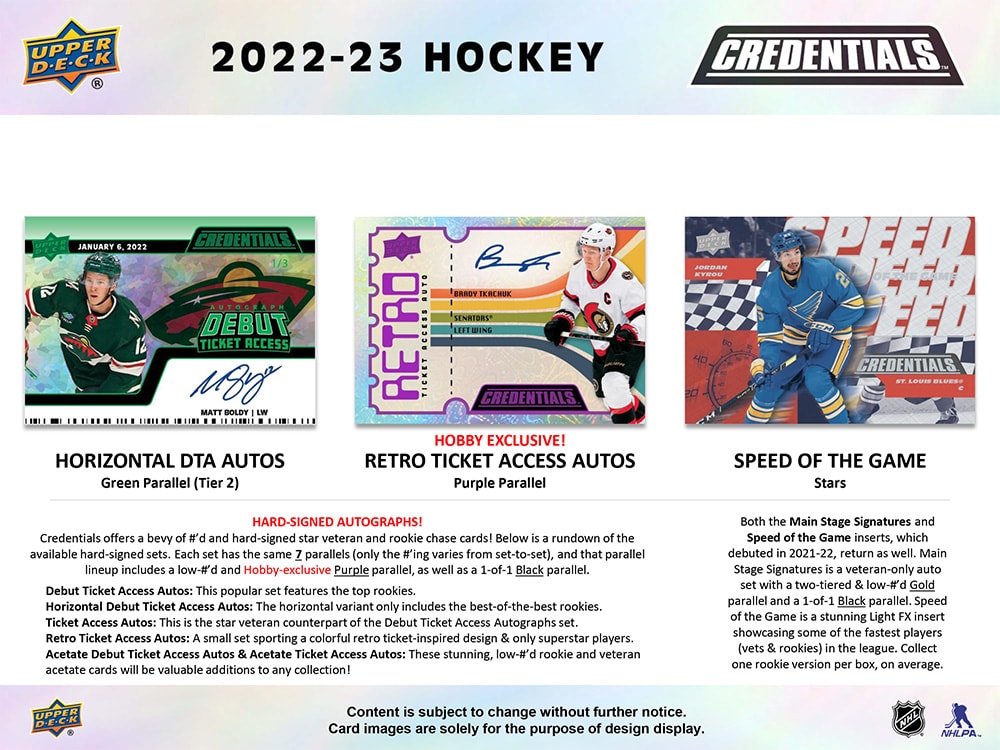 2022-23 UPPER DECK CREDENTIALS HOCKEY HOBBY BOX