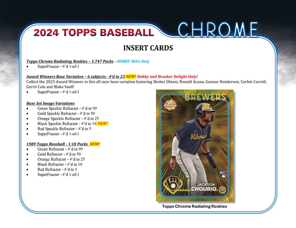 2024 TOPPS CHROME BASEBALL HOBBY BOX