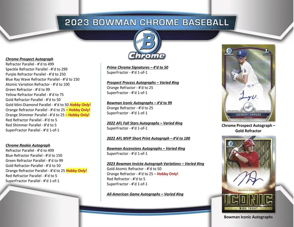 2023 Bowman Chrome Baseball Hobby Box