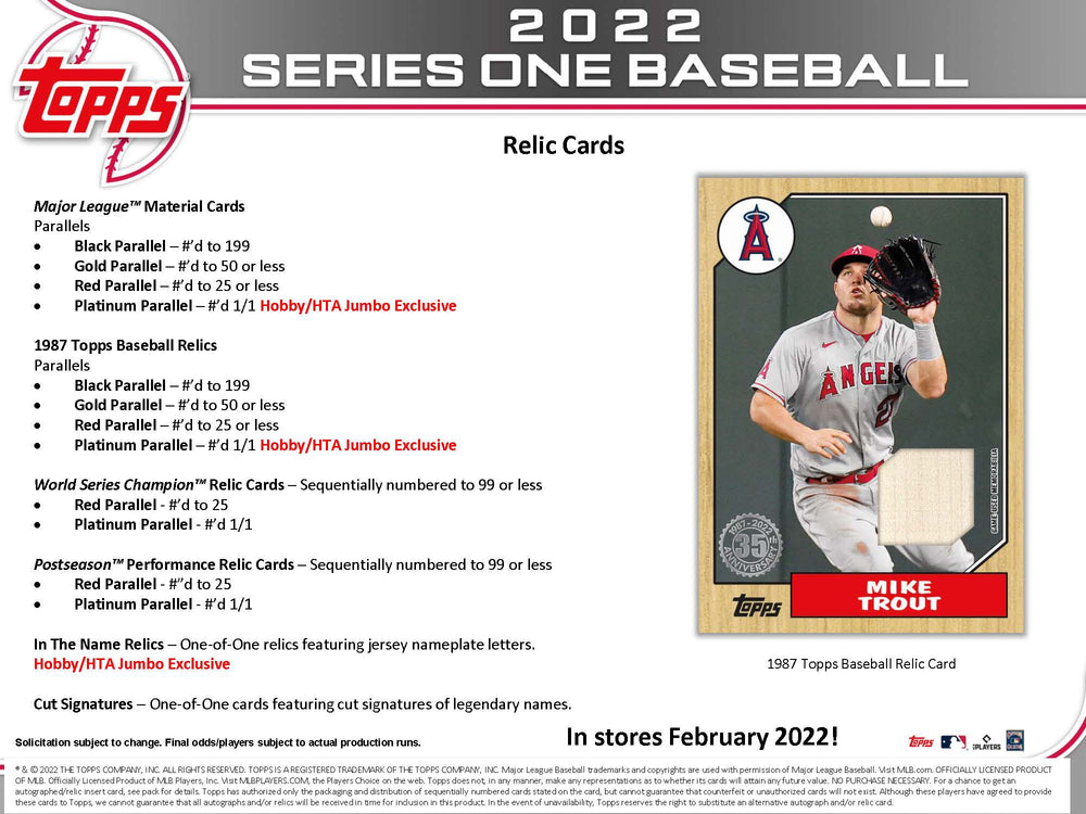 2022 Topps Baseball Series 1 Hobby Box